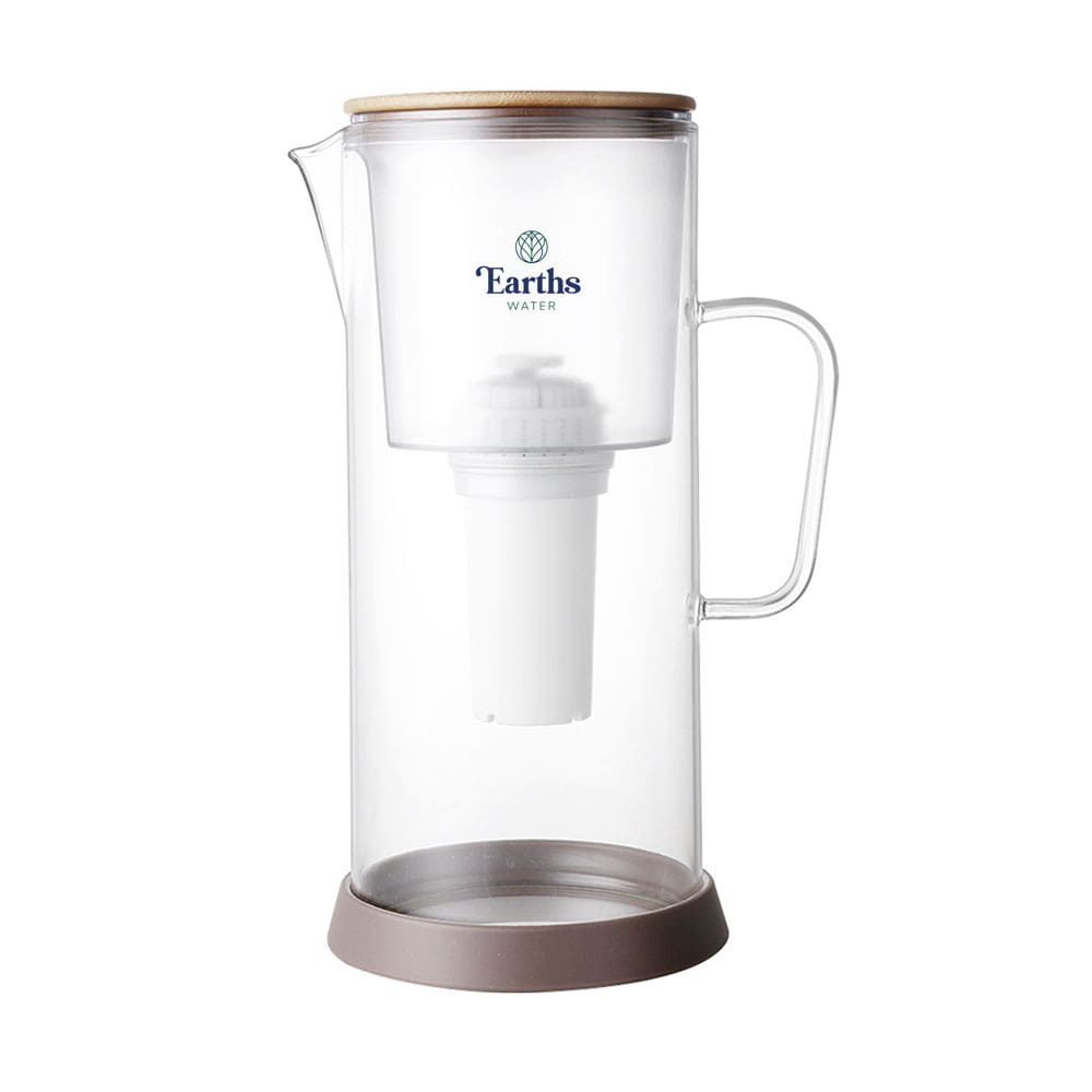Earths Water 3.5L Glass Carafe Alkaline Water Filter - Natural