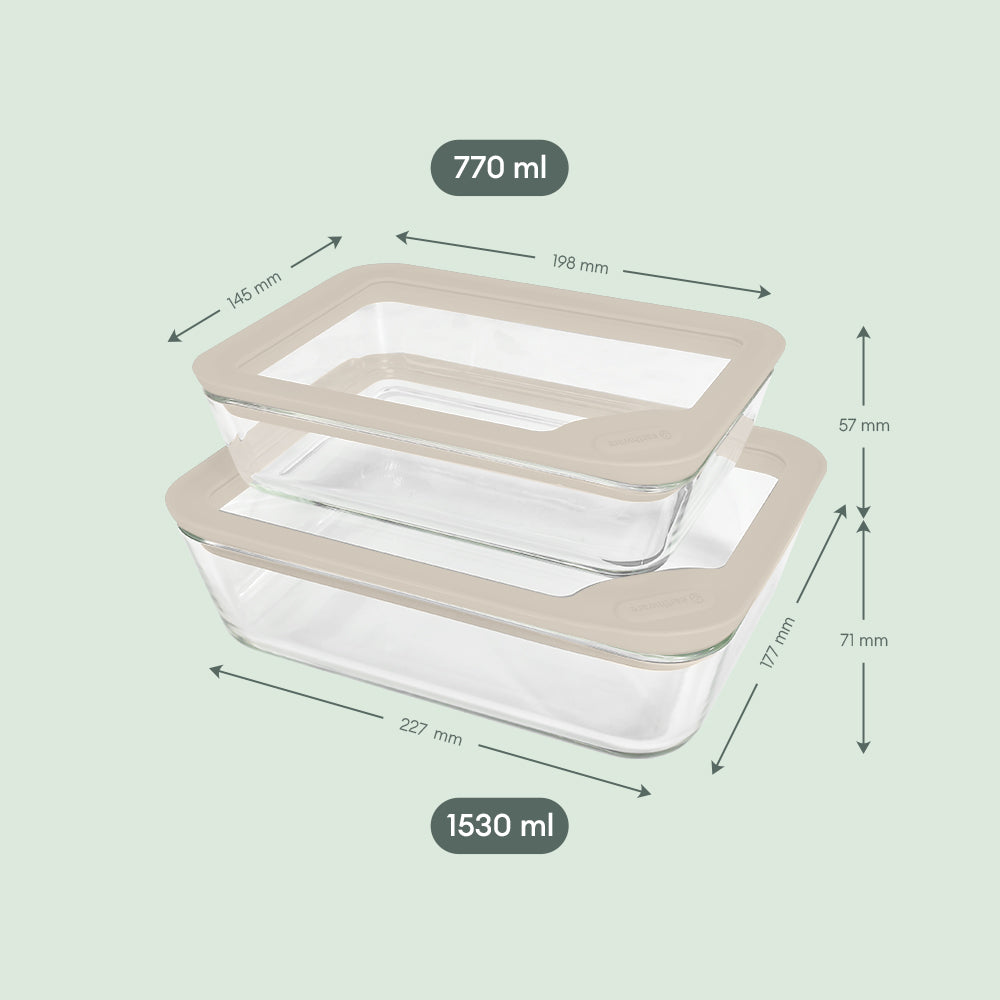 Glass Food Storage Containers - Rectangle (770ml)