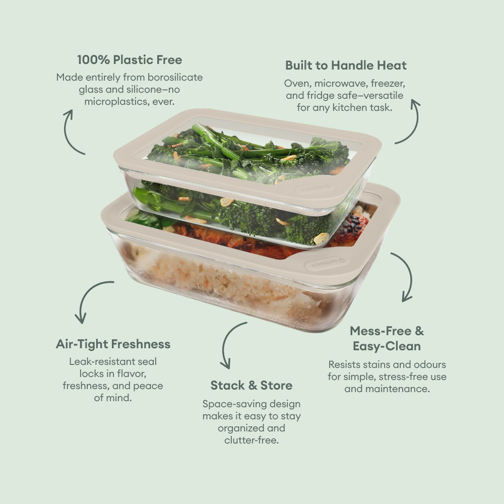 Glass Food Storage Containers - Rectangle (770ml)