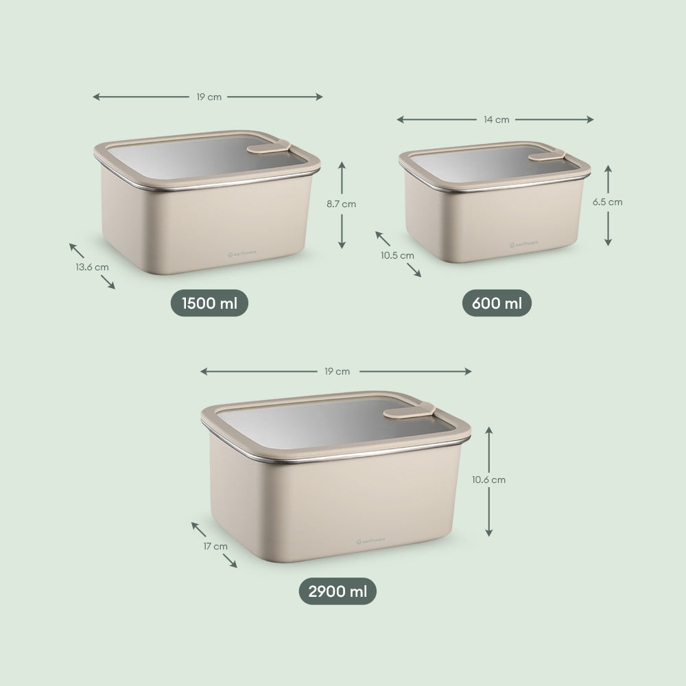Stainless Steel Food Storage Container - Rectangle - 3 Pack