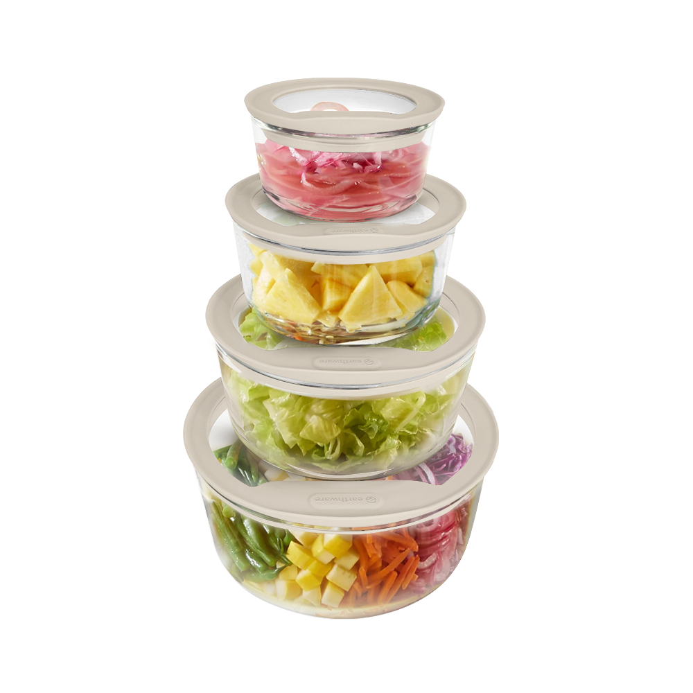 Glass Food Storage Containers - Circle - 4 Pack