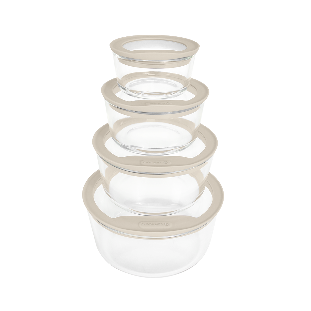 Glass Food Storage Containers - Circle - 4 Pack