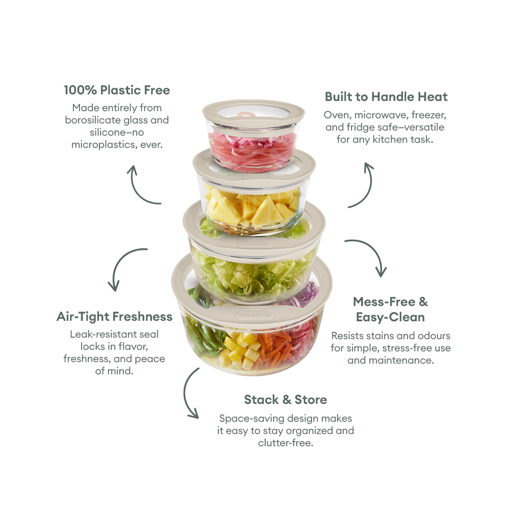 Glass Food Storage Containers - Circle - 4 Pack