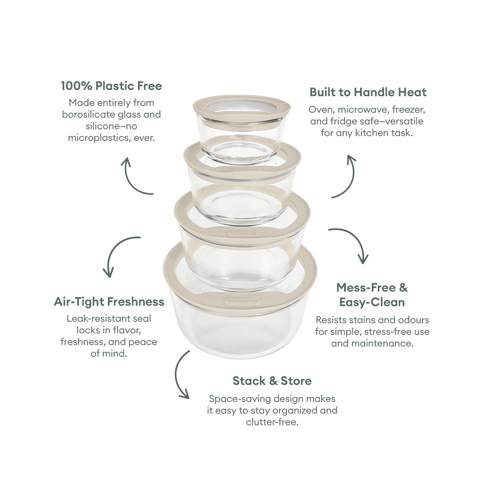 Glass Food Storage Containers - Circle - 4 Pack