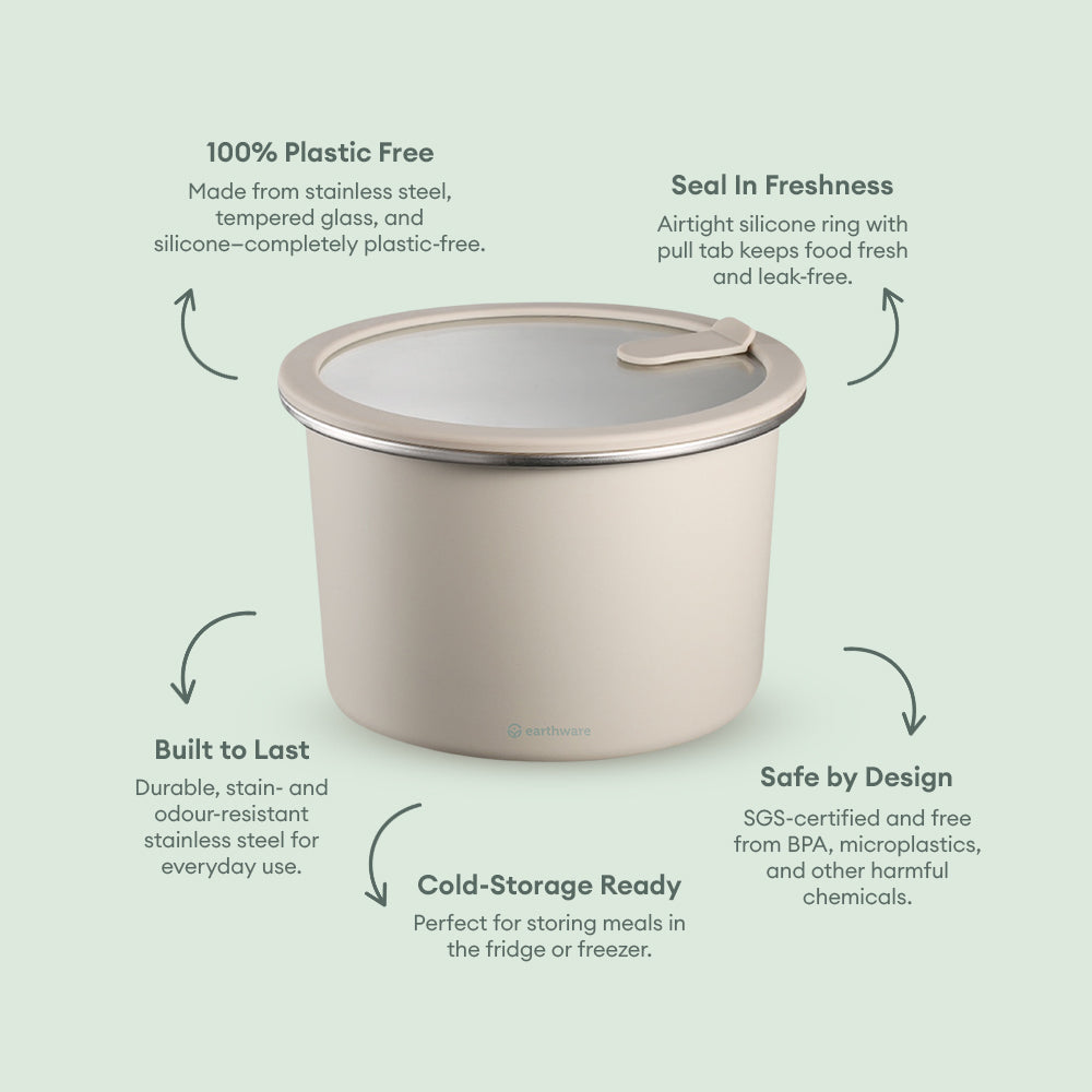 Stainless Steel Food Storage Container - Circle (1500ml)