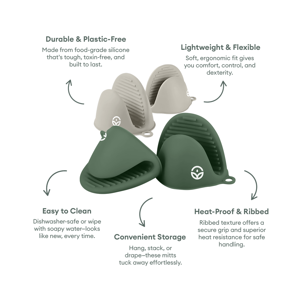No-Tox Silicone Oven Mitt Set - Green
