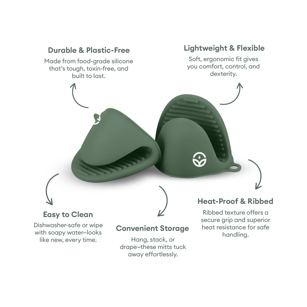 No-Tox Silicone Oven Mitt Set - Green