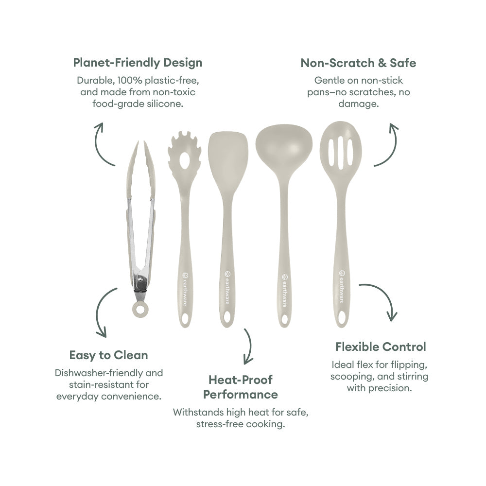 No-Tox Silicone Kitchen Utensils Set - Cooking