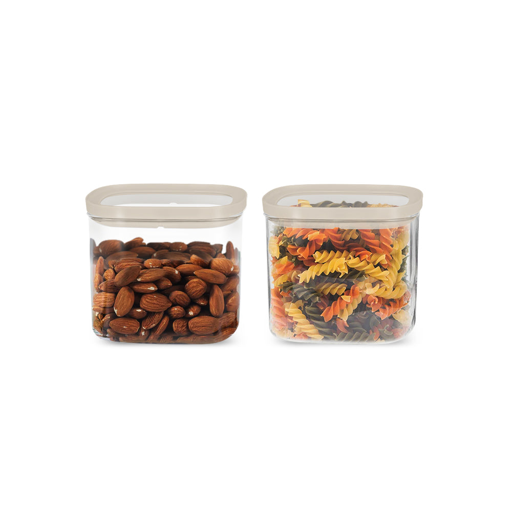 Cube Glass Pantry Storage Jars - 2 Pack (690ml)