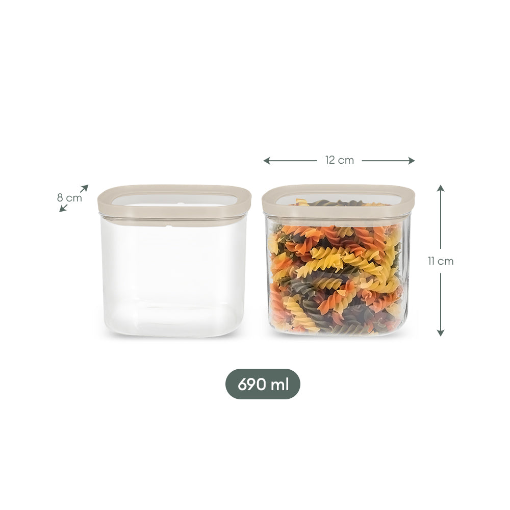 Cube Glass Pantry Storage Jars - 2 Pack (690ml)