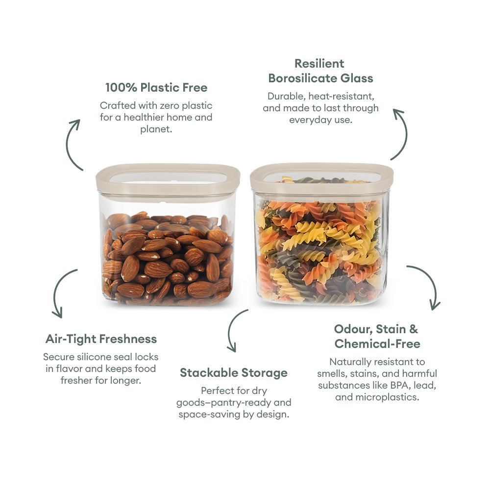 Cube Glass Pantry Storage Jars - Starter Set