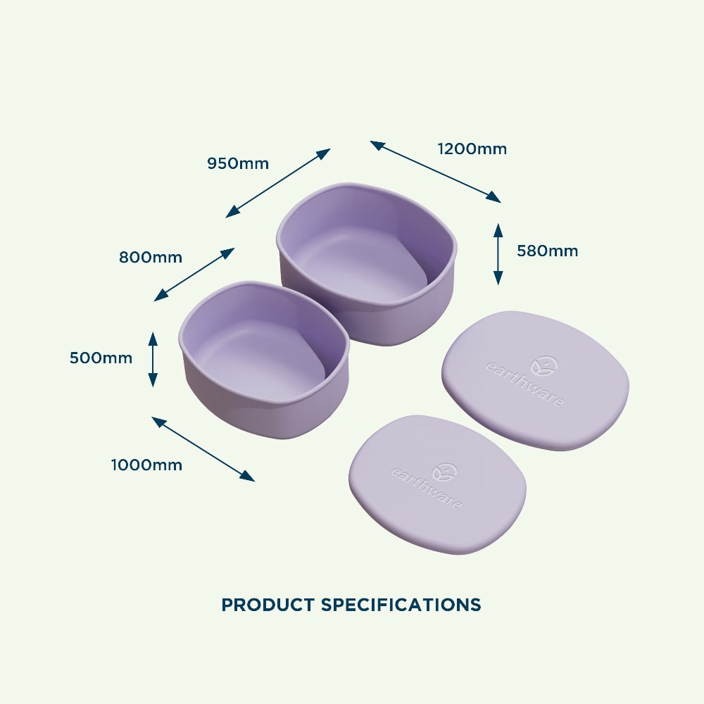 Earthware No-Tox Silicone Snack Box - 2 Pack (200ml + 350ml)
