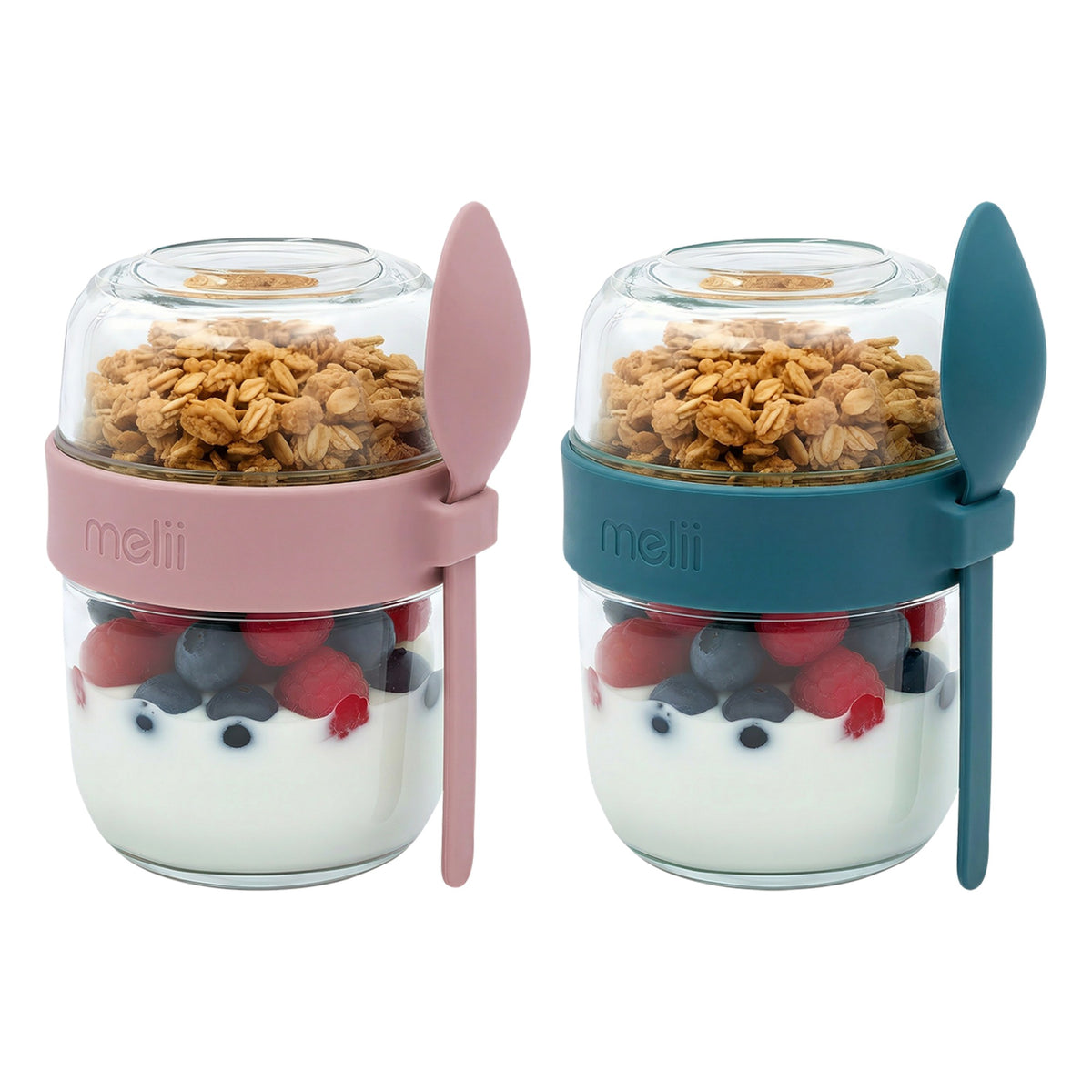Melii Luxe Glass Yoghurt Container with Spoon 780 ml