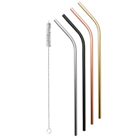 Avanti Precious Metals Drinking Straws &amp; Brush