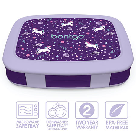 Bentgo Kids Prints Leak-Proof, 5-Compartment Bento-Style Kids Lunch Box -  BPA-Free, Dishwasher Safe, Food-Safe Materials (Carousel Unicorns) 